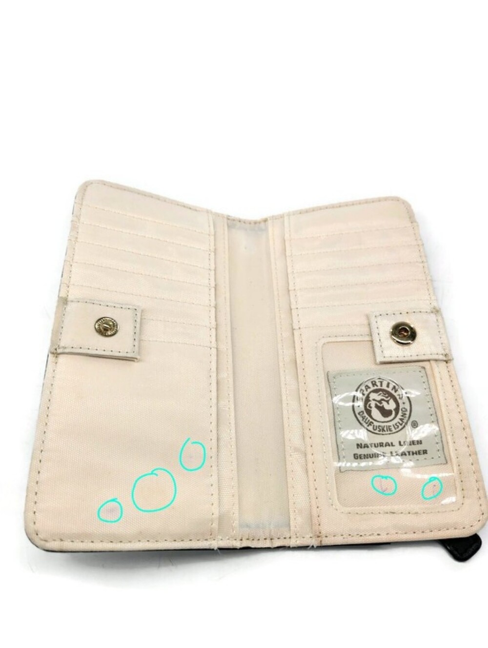 Spartina 449 West RFID Bluff Black & Ivory Woven Linen Leather Bi-Fold Wallet - Picture 11 of 13
